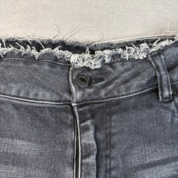 Kancan Shorts Black Women Plus Sz 18 Stonewashed Denim High Rise Raw Frayed Hem - Picture 2 of 7